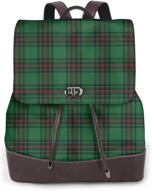 Retro Leather Shoulder Bag Fletcher Modern Fife District Tartan Backpack Practical Daypack Purse for Women Ladies