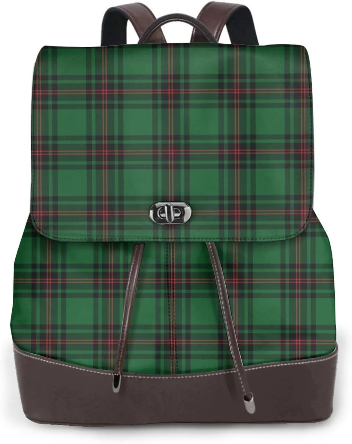 Retro Leather Shoulder Bag Fletcher Modern Fife District Tartan Backpack Practical Daypack Purse for Women Ladies