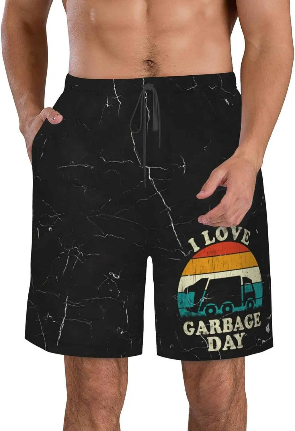 Retro-Recycling-Trash-I-Love-Garbage-Day-Truck-Gift Men's Shorts Mesh Shorts Men's Basketball Shorts Mens Gym Shorts