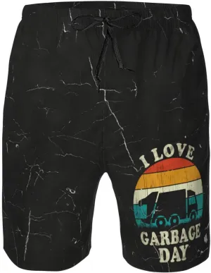 Retro-Recycling-Trash-I-Love-Garbage-Day-Truck-Gift Men's Shorts Mesh Shorts Men's Basketball Shorts Mens Gym Shorts