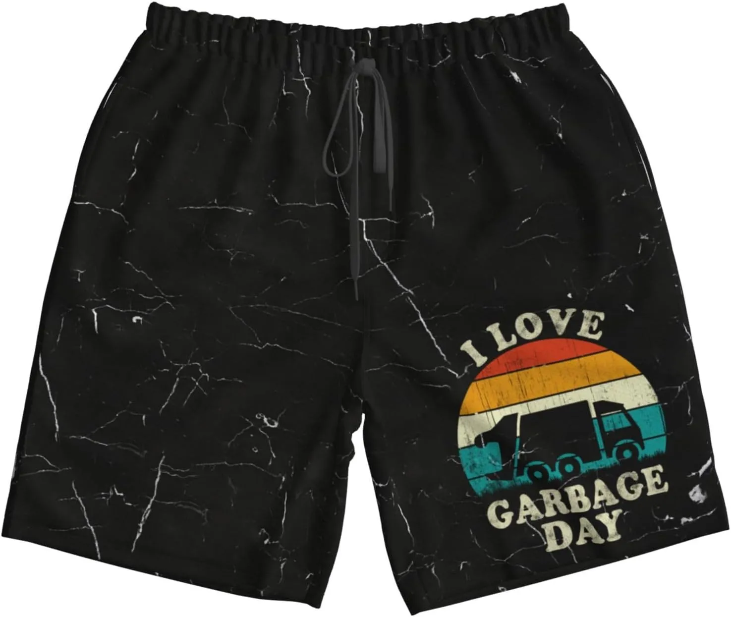 Retro-Recycling-Trash-I-Love-Garbage-Day-Truck-Gift Men's Shorts Mesh Shorts Men's Basketball Shorts Mens Gym Shorts