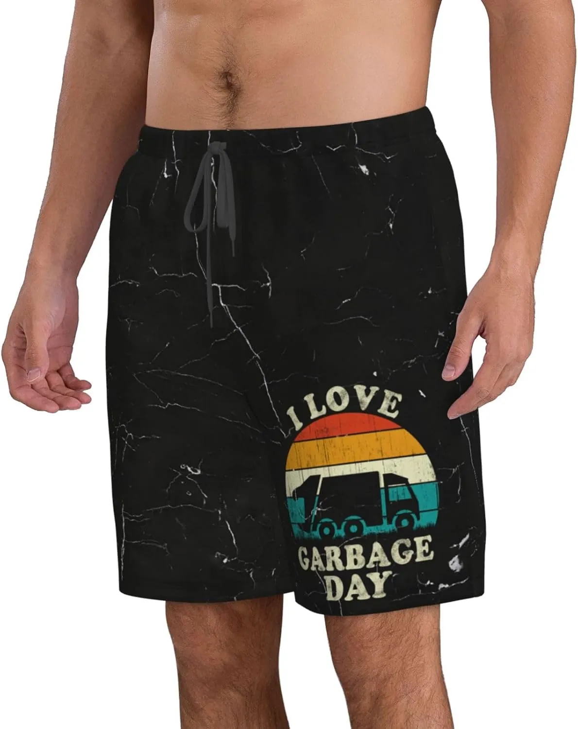 Retro-Recycling-Trash-I-Love-Garbage-Day-Truck-Gift Men's Shorts Mesh Shorts Men's Basketball Shorts Mens Gym Shorts