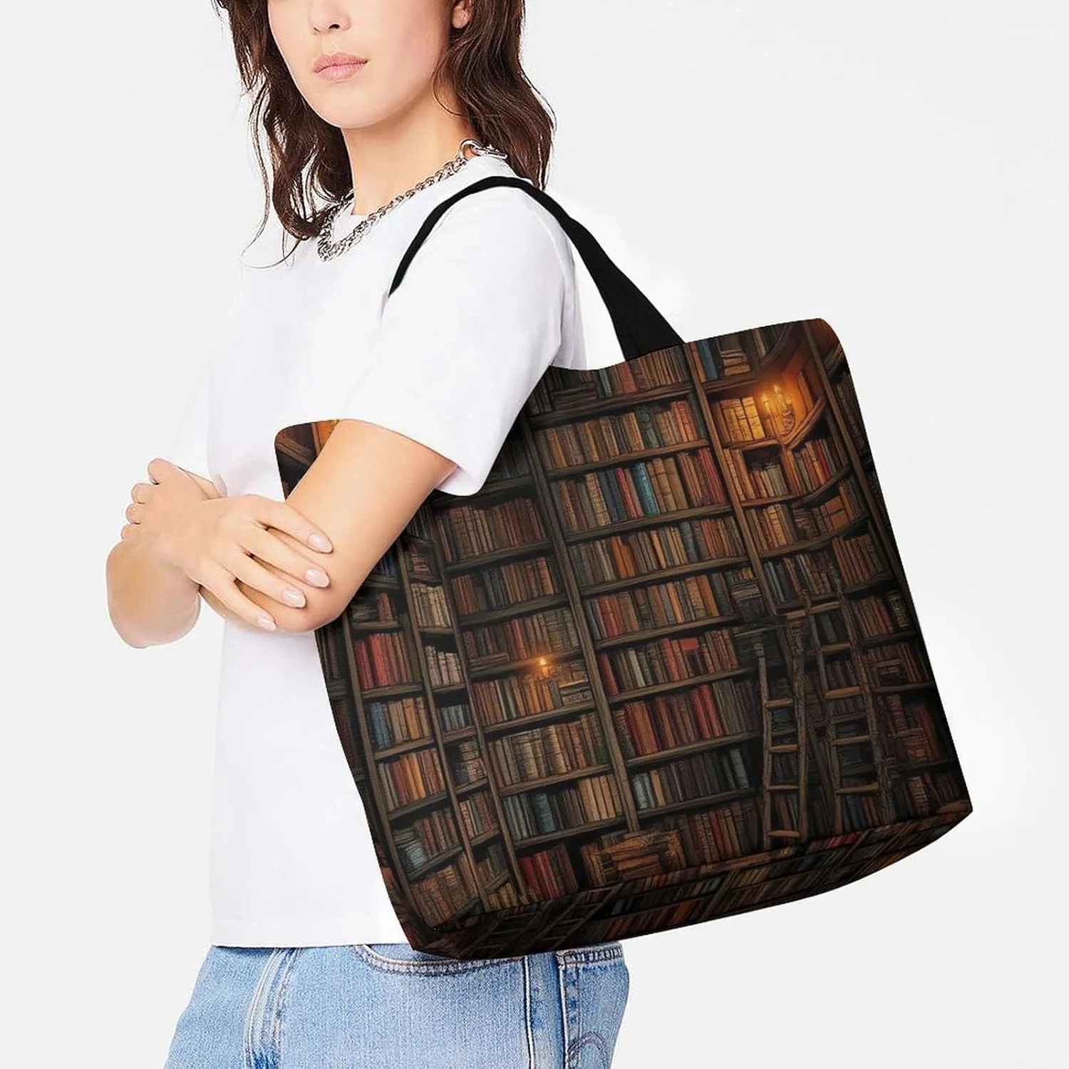 Reusable Grocery Bag for Women, Portable Large Shopping Storage Bag Casual Shoulder Handbags