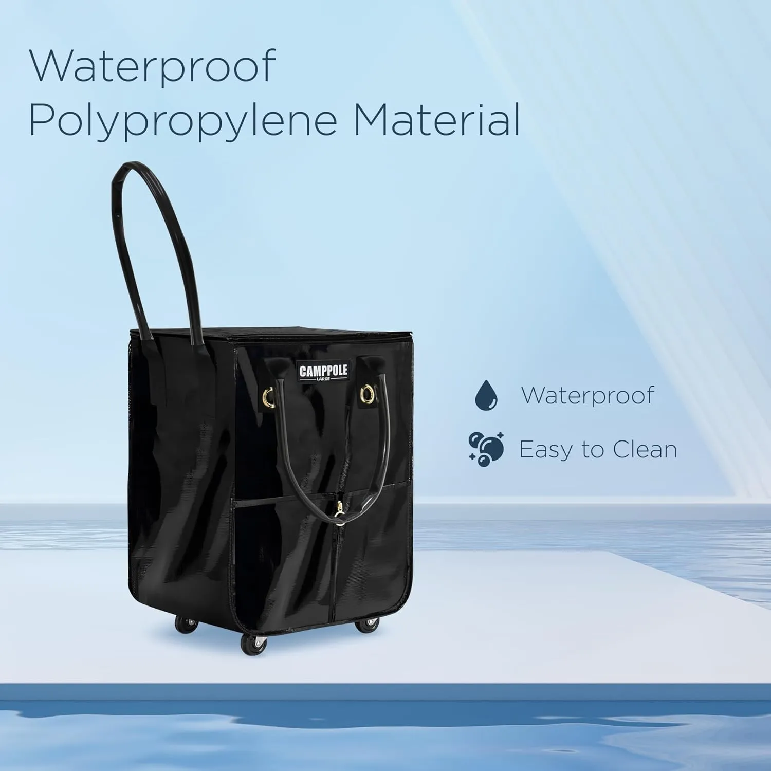 Reusable Grocery Bag On Wheels, Shopping Carts for Groceries, Lightweight Rolling Tote, Folding Grocery Cart Carries Up to 66 lb, Black Water-Proof Bag for Moving, Travel, Camping