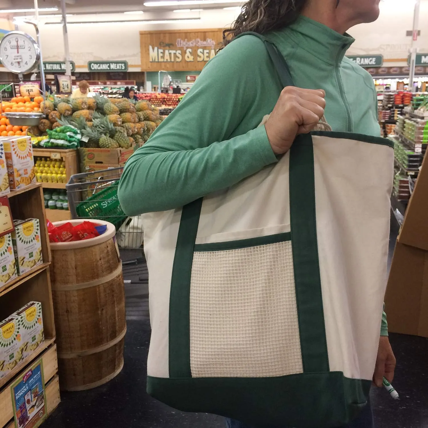 Reusable Grocery Shopping 8 Bag Gift or Starter Set, Washable, Durable, Organic Cotton, Natural with Black