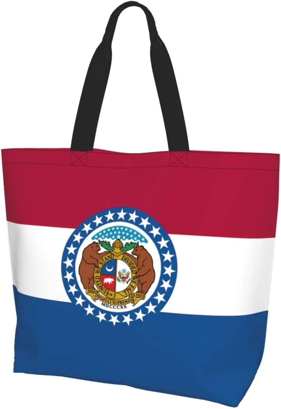 Reusable One Shoulder Shopping Bag, Missouri State Flag Women One Shoulder Casual Tote Bag, Multipurpose Large Shopping Bag