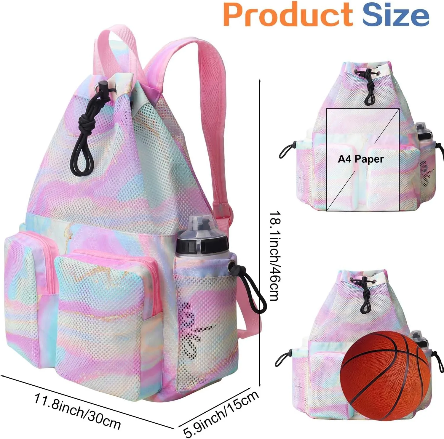 RHCPFOVR Mesh Swim Bags for Swimmers - Drawstring Backpack for Women Men Girls Swim Team Gear Swimming Beach Gym Bag Sports Pool