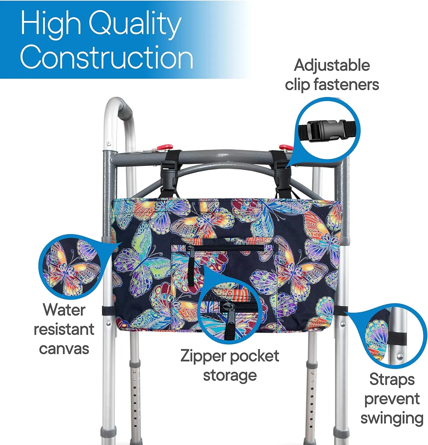 RMS Water Resistant Tote Bag for Walker and Scooter - Butterfly