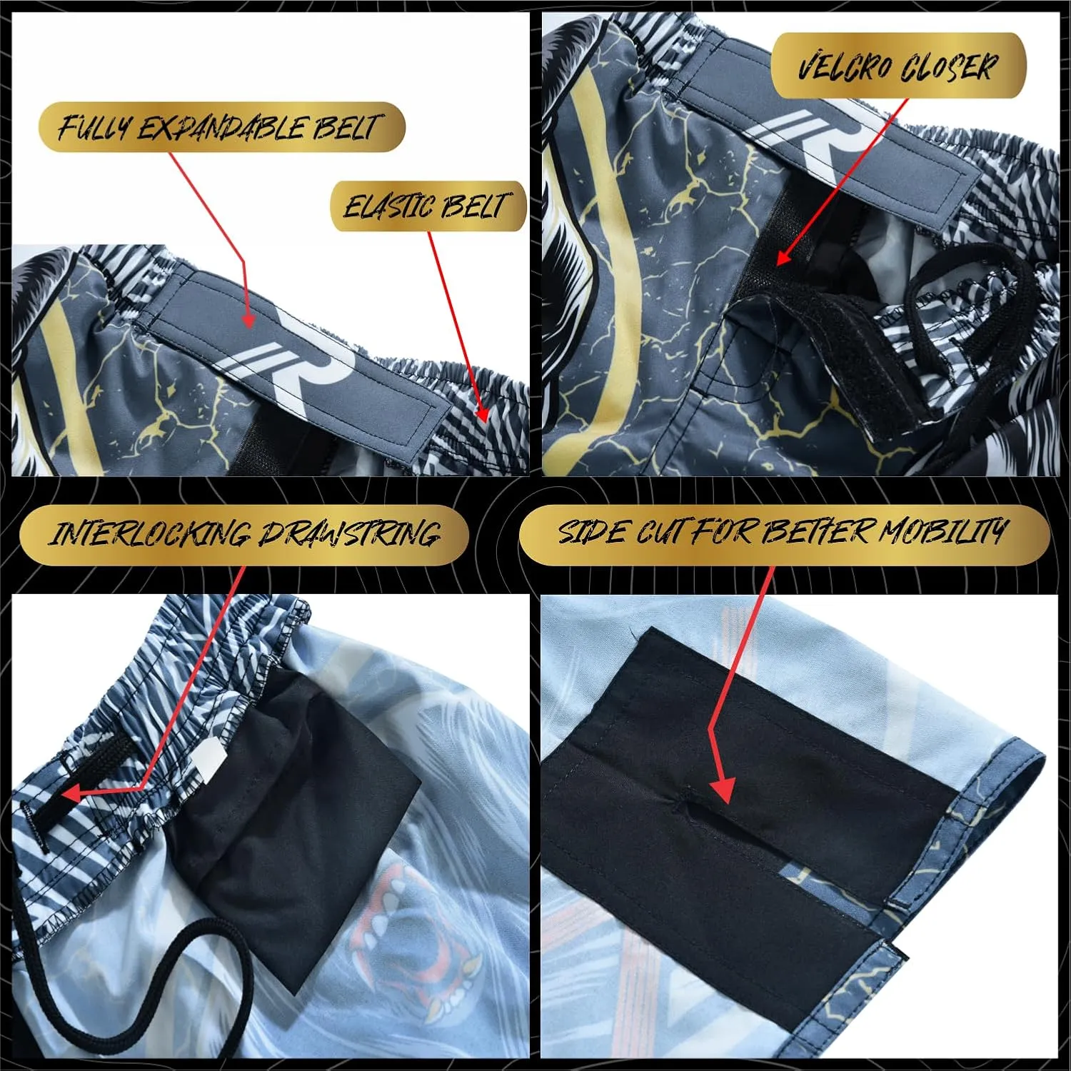 ROAR-INT Kids Mixed Martial Arts MMA Shorts BJJ Cross Training Gym Boxing Grappling Kickboxing Muay Thai Workout Shorts