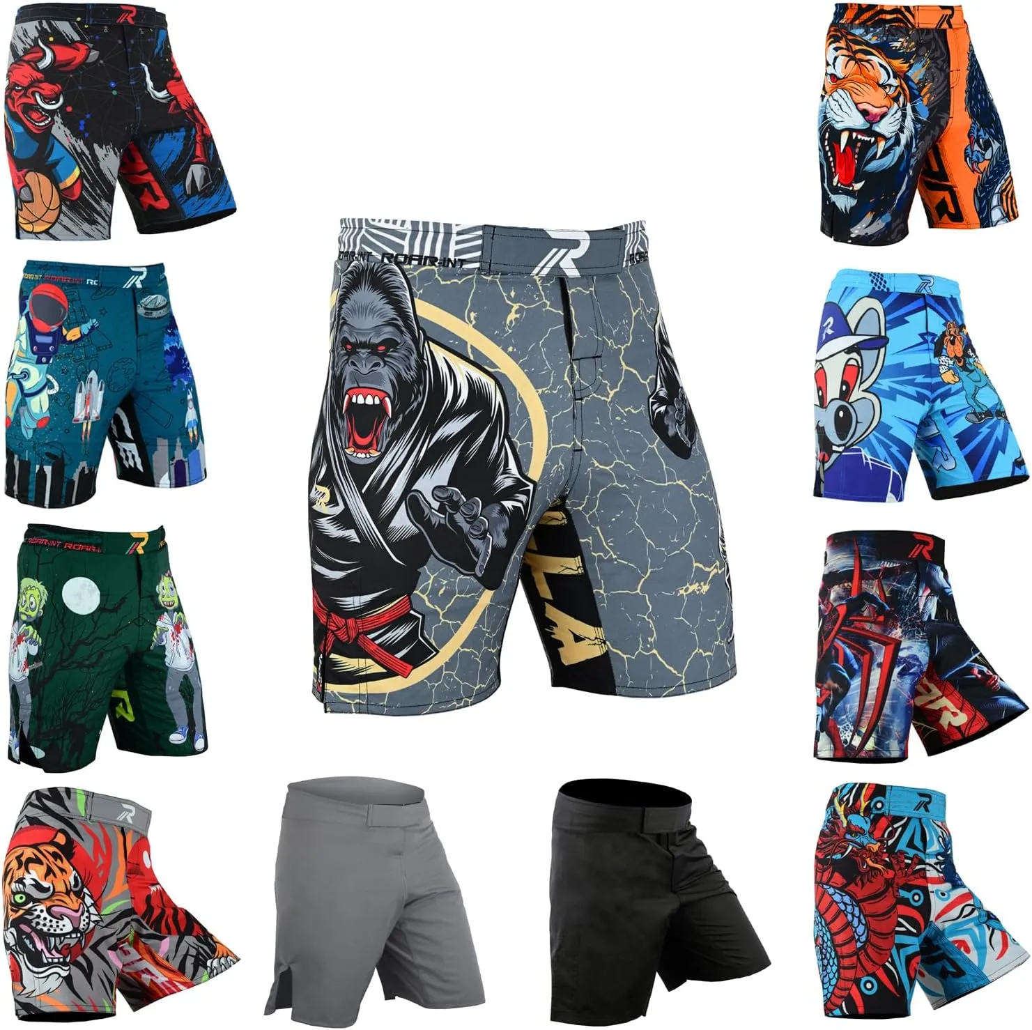 ROAR-INT Kids Mixed Martial Arts MMA Shorts BJJ Cross Training Gym Boxing Grappling Kickboxing Muay Thai Workout Shorts