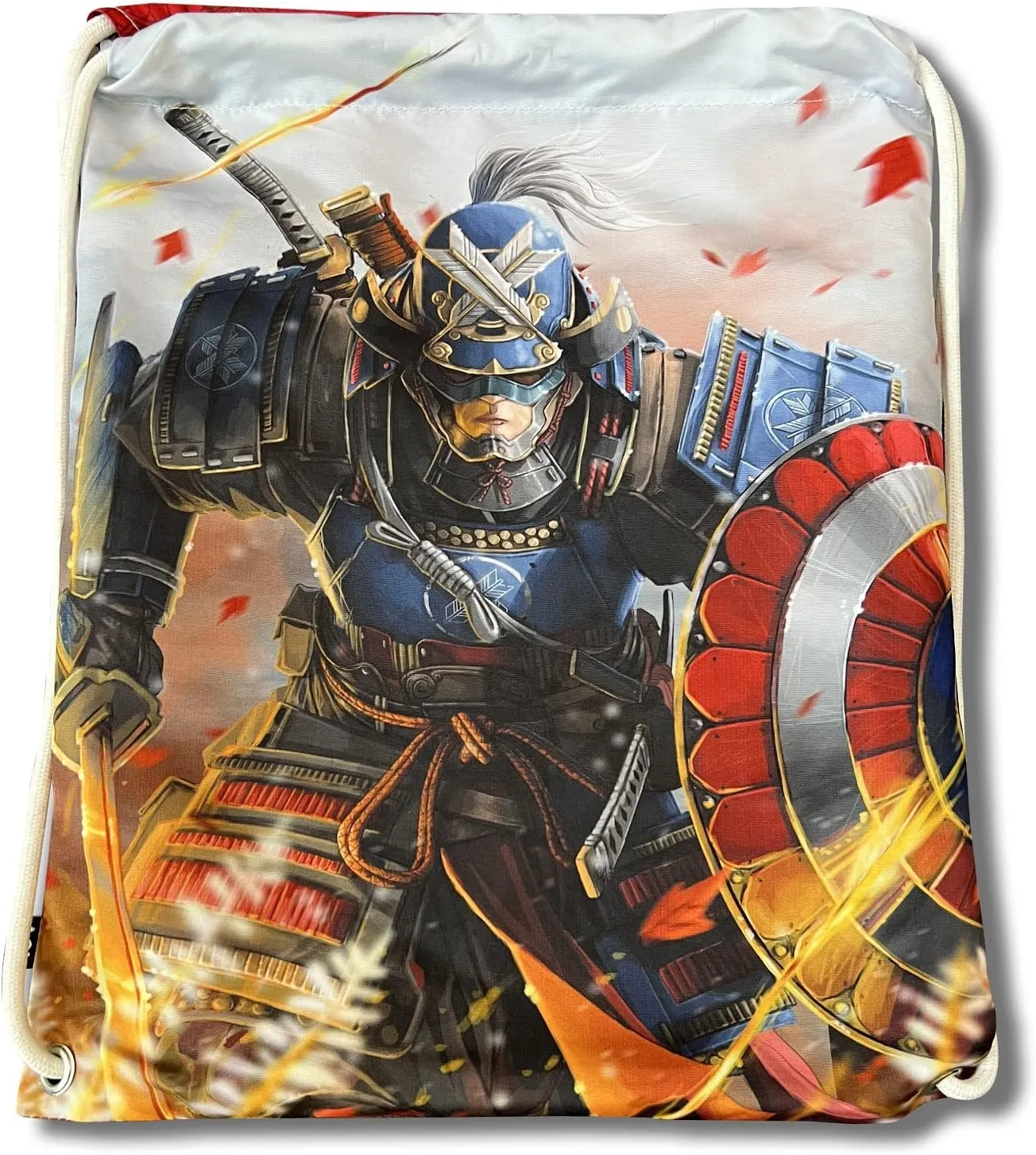 Ronin Sengoku Universe Bag – 18"x15" Multifunctional Drawstring Backpack Workout Bag for Gym, Martial Arts, Training, Beach – Sports Bag Back Packs with Unique Samurai Artwork