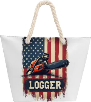 Rope Bag Women Men Beach Tote Bag with Hemp Rope Handle Top Zipper Boat Bag Large Capacity Handbag