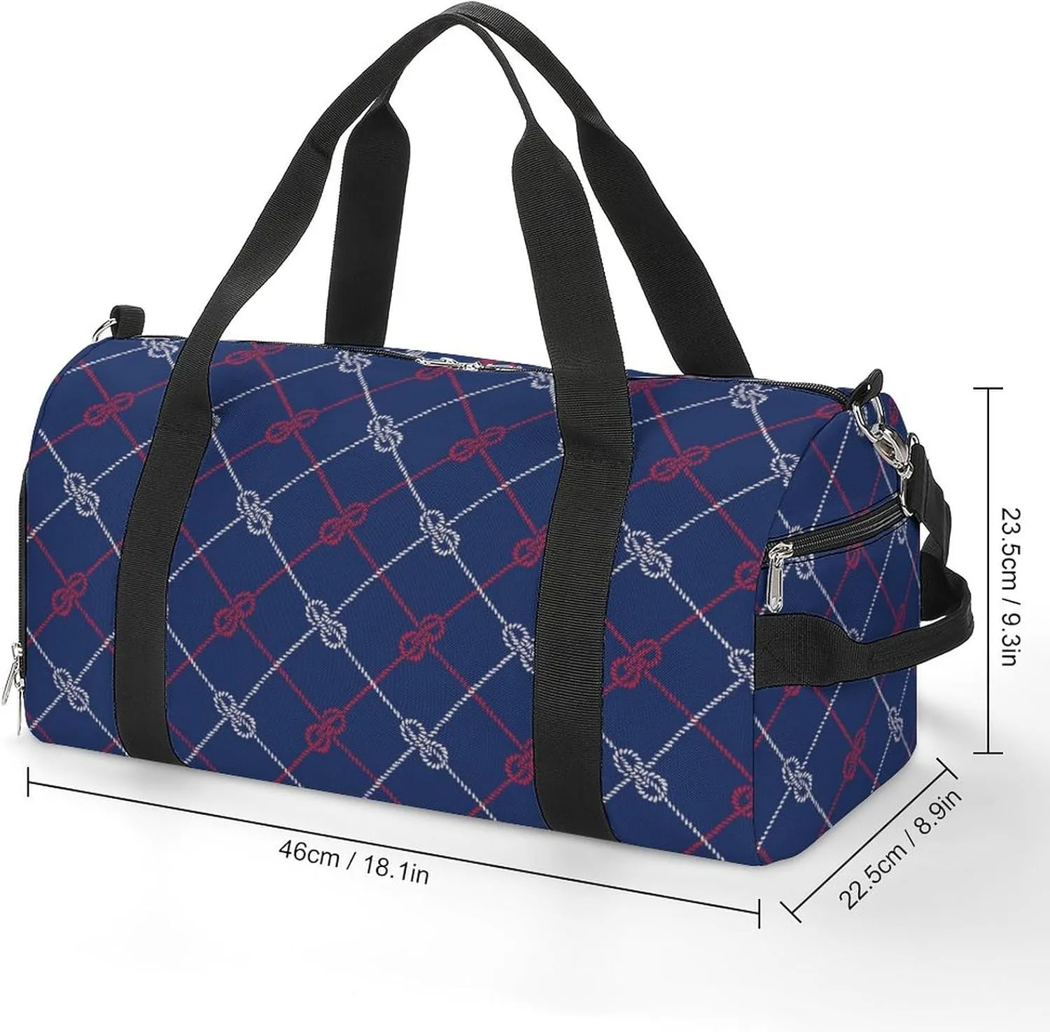 Rope Diagonal Plaid Print Sports Tote Gym Bag for Women Men, Overnight Bag with Shoe Compartment Water Resistant