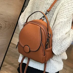 Round Buckle Eco-Leather Backpack