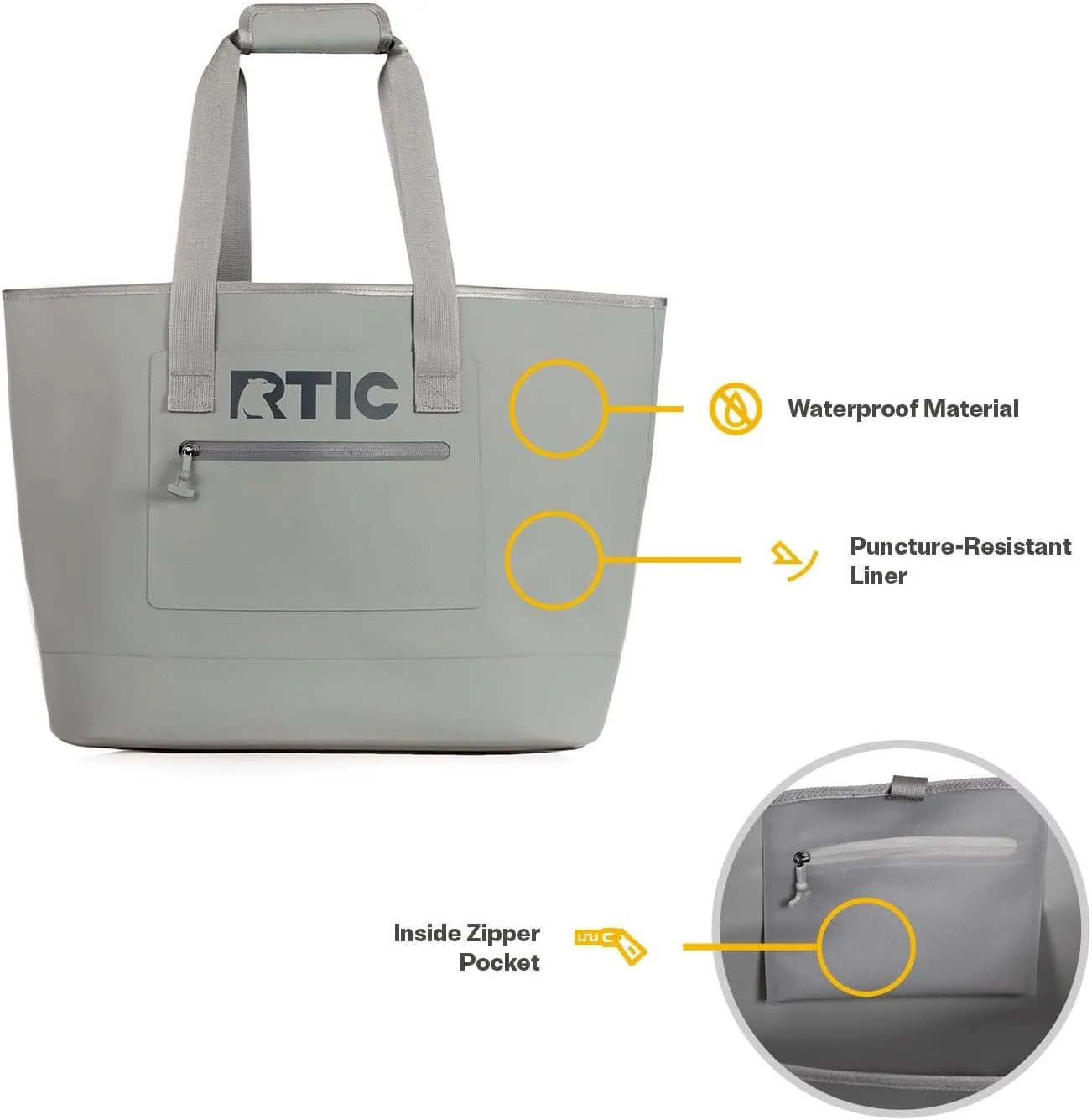 RTIC Ultra-Tough Tote Bag, Waterproof for Beach, Pool, Towel, Grocery, Shopping, Heavy-Duty, Puncture Resistant, Large