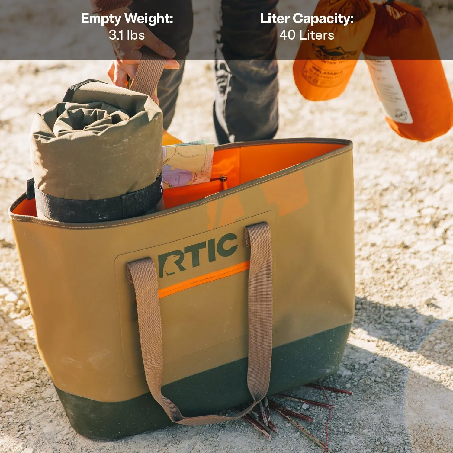 RTIC Ultra-Tough Tote Bag, Waterproof for Beach, Pool, Towel, Grocery, Shopping, Heavy-Duty, Puncture Resistant, Large