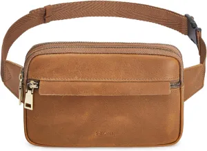 S-ZONE Fanny Packs for Women Genuine Leather RFID Blocking Crossbody Bags Purses Sling Waist Chest Bag Gifts Travel Running Adjustable Strap Men