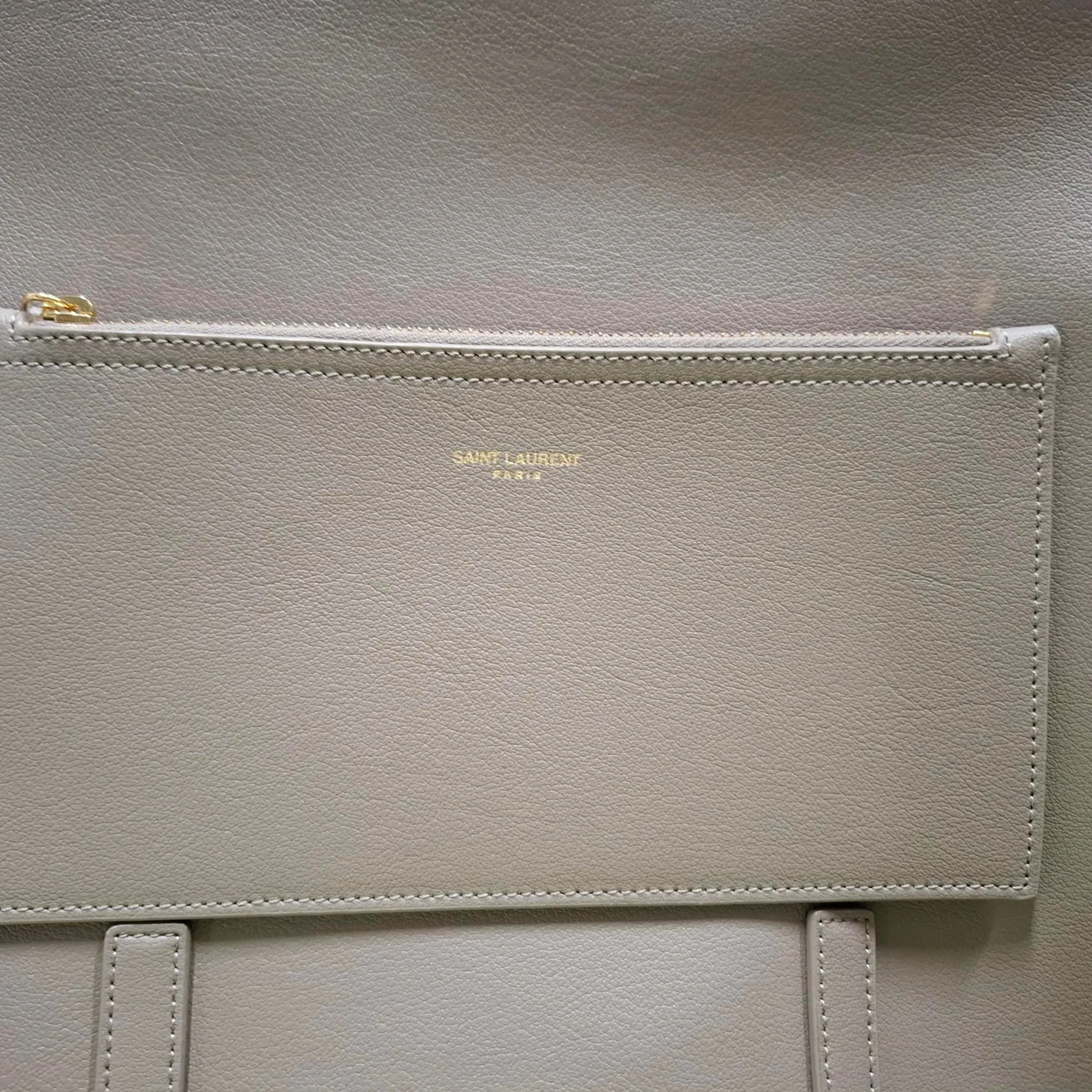 Saint Laurent Large Shopping Tote Bag in Beige Leather