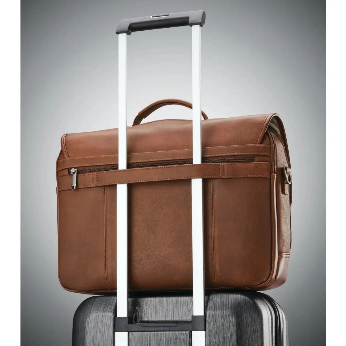 Samsonite Classic Leather Flapover 15.6" Laptop Bag - Cognac