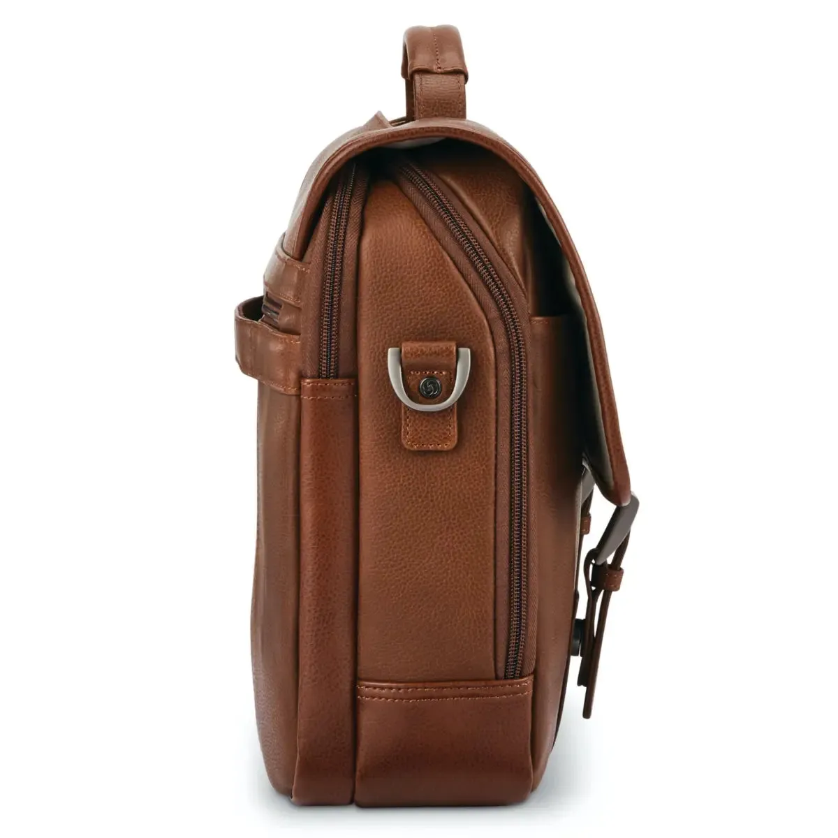 Samsonite Classic Leather Flapover 15.6" Laptop Bag - Cognac