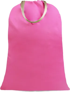 Sanlykate Large Canvas Cotton Laundry Bag with Drawstring & Handles, Heavy Duty Durable Dirty Clothes Organizer, Tear Resistant Hamper Liner Storage Bag, Travel Sack, 25.5 x 34inch - Deep Pink
