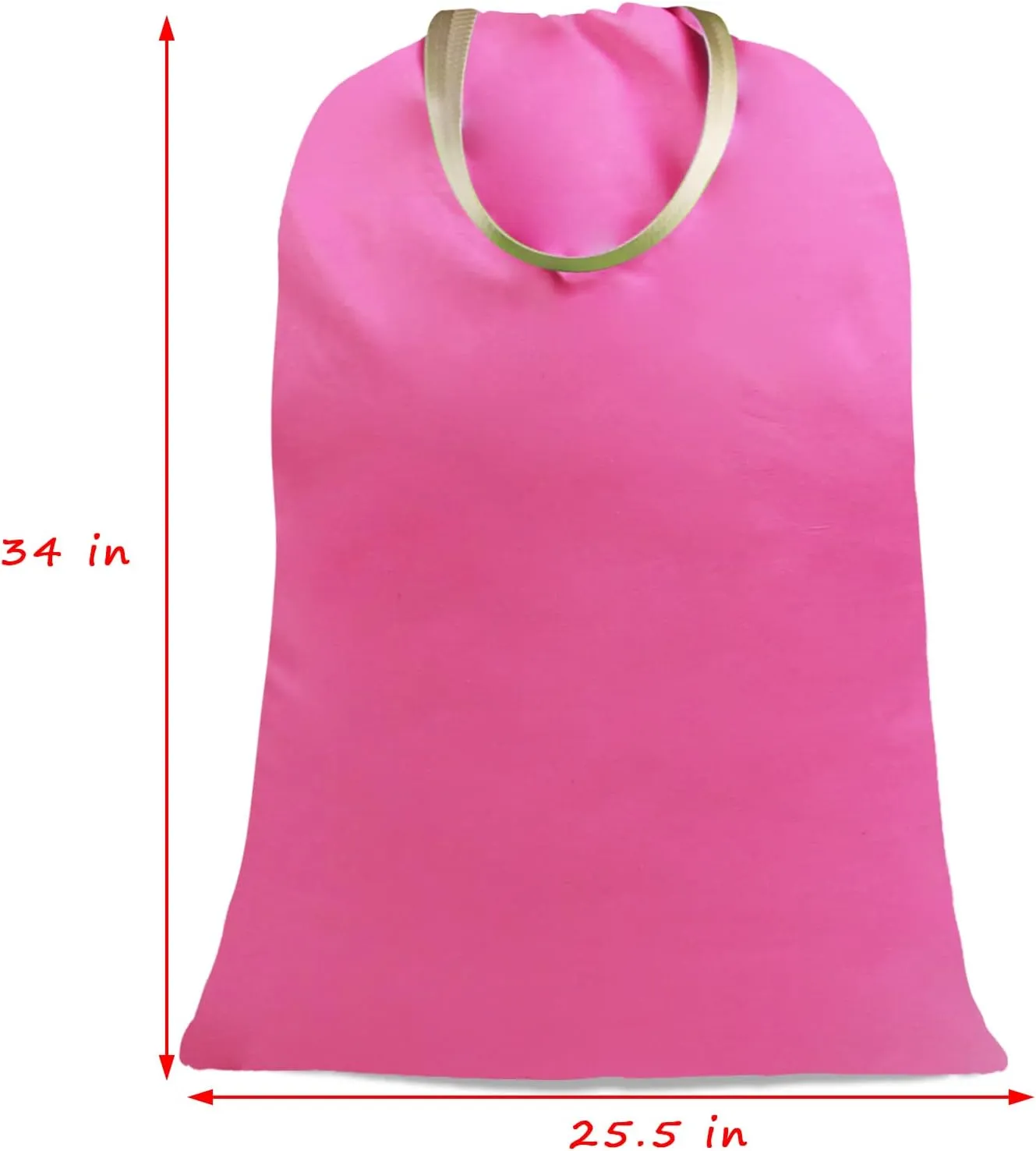 Sanlykate Large Canvas Cotton Laundry Bag with Drawstring & Handles, Heavy Duty Durable Dirty Clothes Organizer, Tear Resistant Hamper Liner Storage Bag, Travel Sack, 25.5 x 34inch - Deep Pink