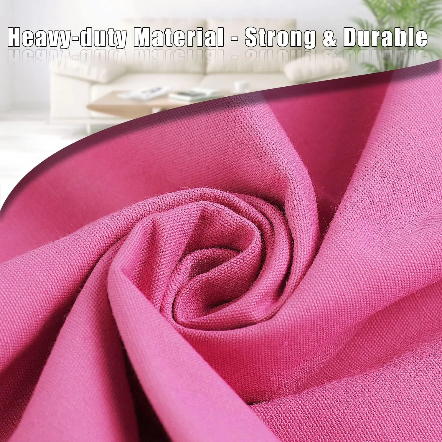 Sanlykate Large Canvas Cotton Laundry Bag with Drawstring & Handles, Heavy Duty Durable Dirty Clothes Organizer, Tear Resistant Hamper Liner Storage Bag, Travel Sack, 25.5 x 34inch - Deep Pink