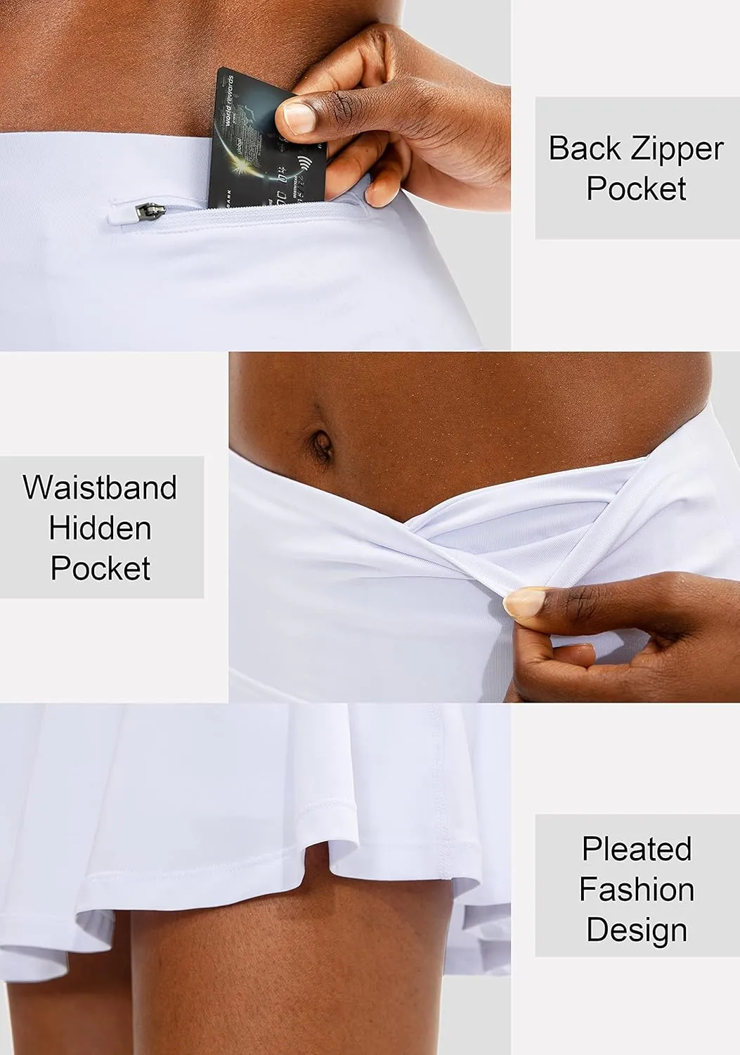 SANTINY Pleated Tennis Skirt for Women with 4 Pockets Women's High Waisted Athletic Golf Skorts Skirts for Running Casual