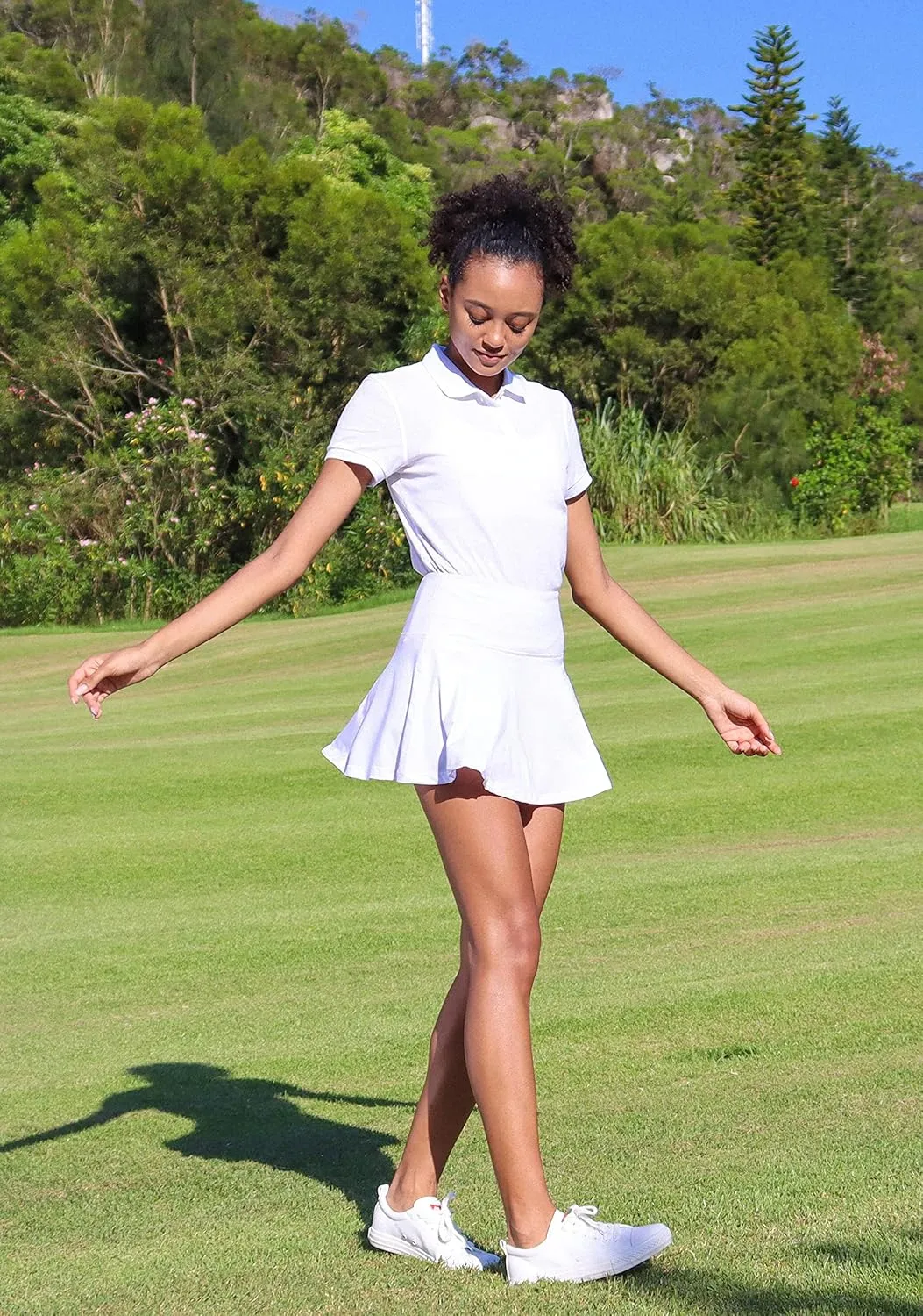 SANTINY Pleated Tennis Skirt for Women with 4 Pockets Women's High Waisted Athletic Golf Skorts Skirts for Running Casual