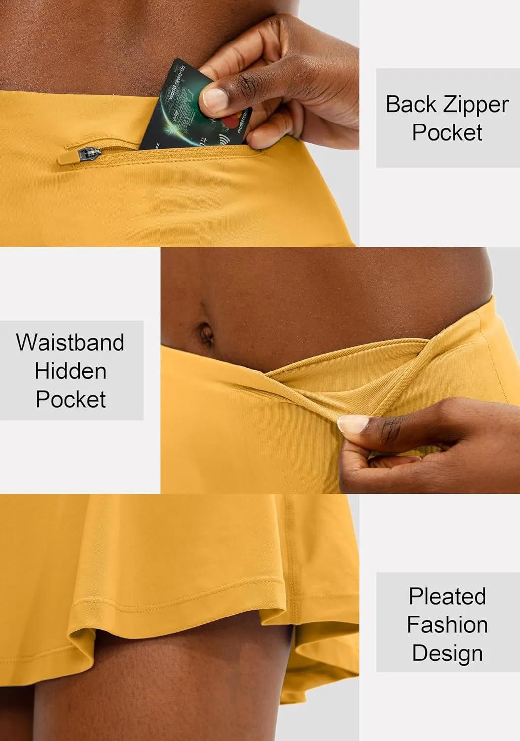 SANTINY Pleated Tennis Skirt for Women with 4 Pockets Women's High Waisted Athletic Golf Skorts Skirts for Running Casual