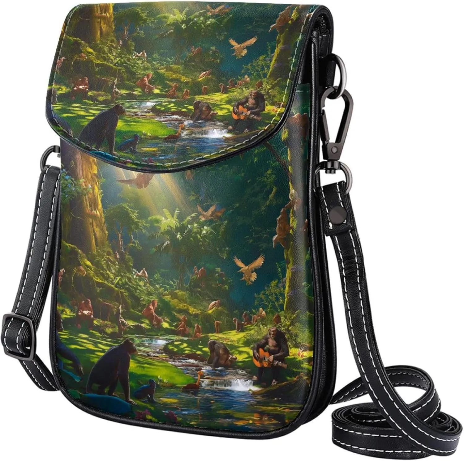 Satchel Bag Animal Monkeys Purse Crossbody Leather Messenger Bag For Women