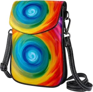 Satchel Bag Swirl Rainbow Tie Dye Print Purse Crossbody Leather Messenger Bag For Women