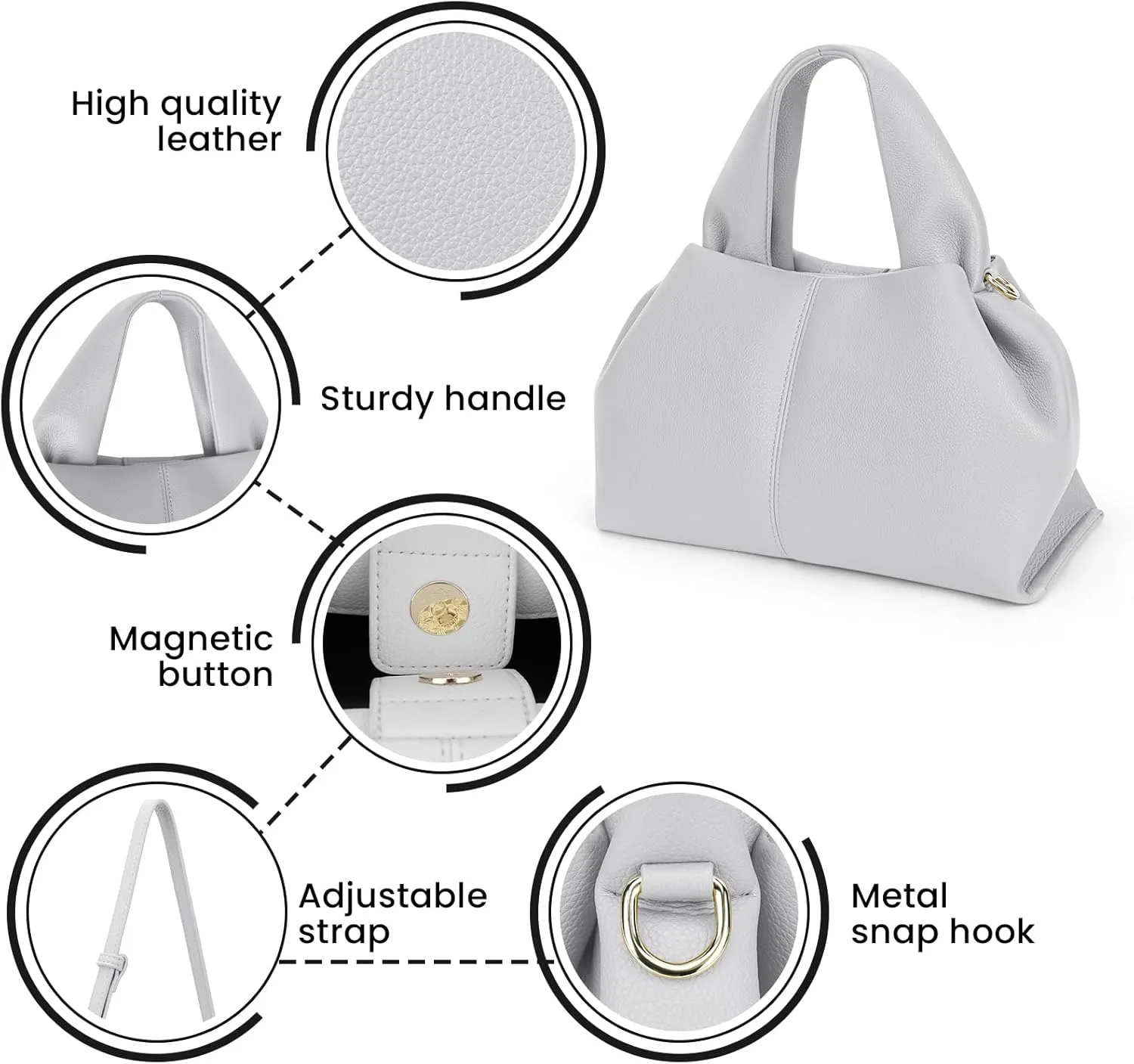 Satchel Purses and Handbags for Women Faux Leather Clutch Purse Cloud Tote Shoulder Bags Fashion Hobo Crossbody Bag