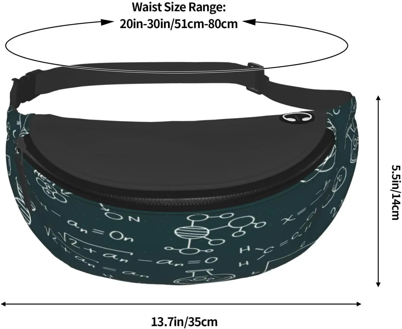 Scientific Math Chalkboard Fanny Pack, Crossbody Waist Packs for Women Men Waist Bags with Adjustable Strap for Travel Running Hiking Sport