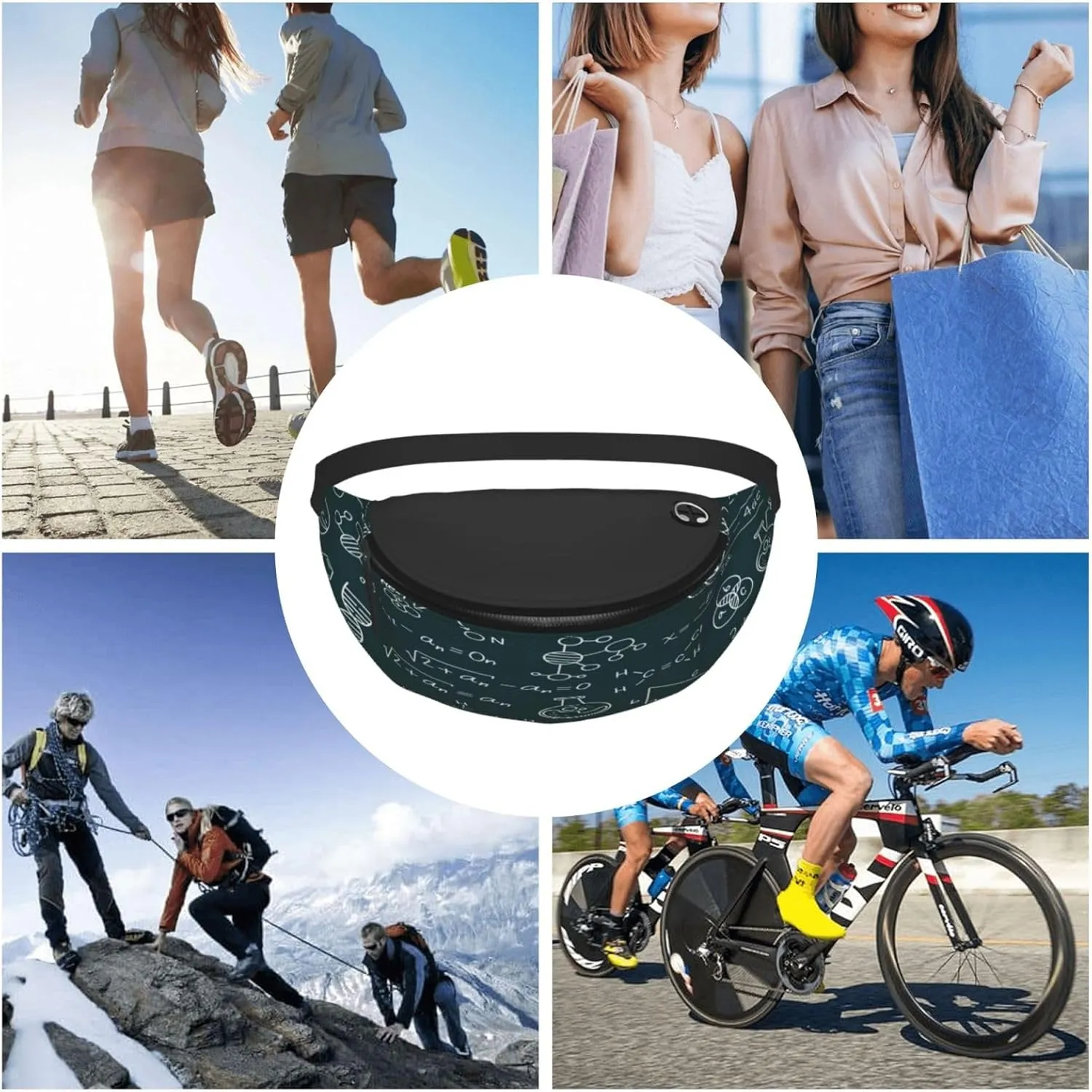 Scientific Math Chalkboard Fanny Pack, Crossbody Waist Packs for Women Men Waist Bags with Adjustable Strap for Travel Running Hiking Sport