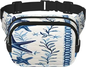 Sea Starfish Seashell Funny Pack Waist Pack for Women Men, Double Layer Pack for Workout Running Travelling