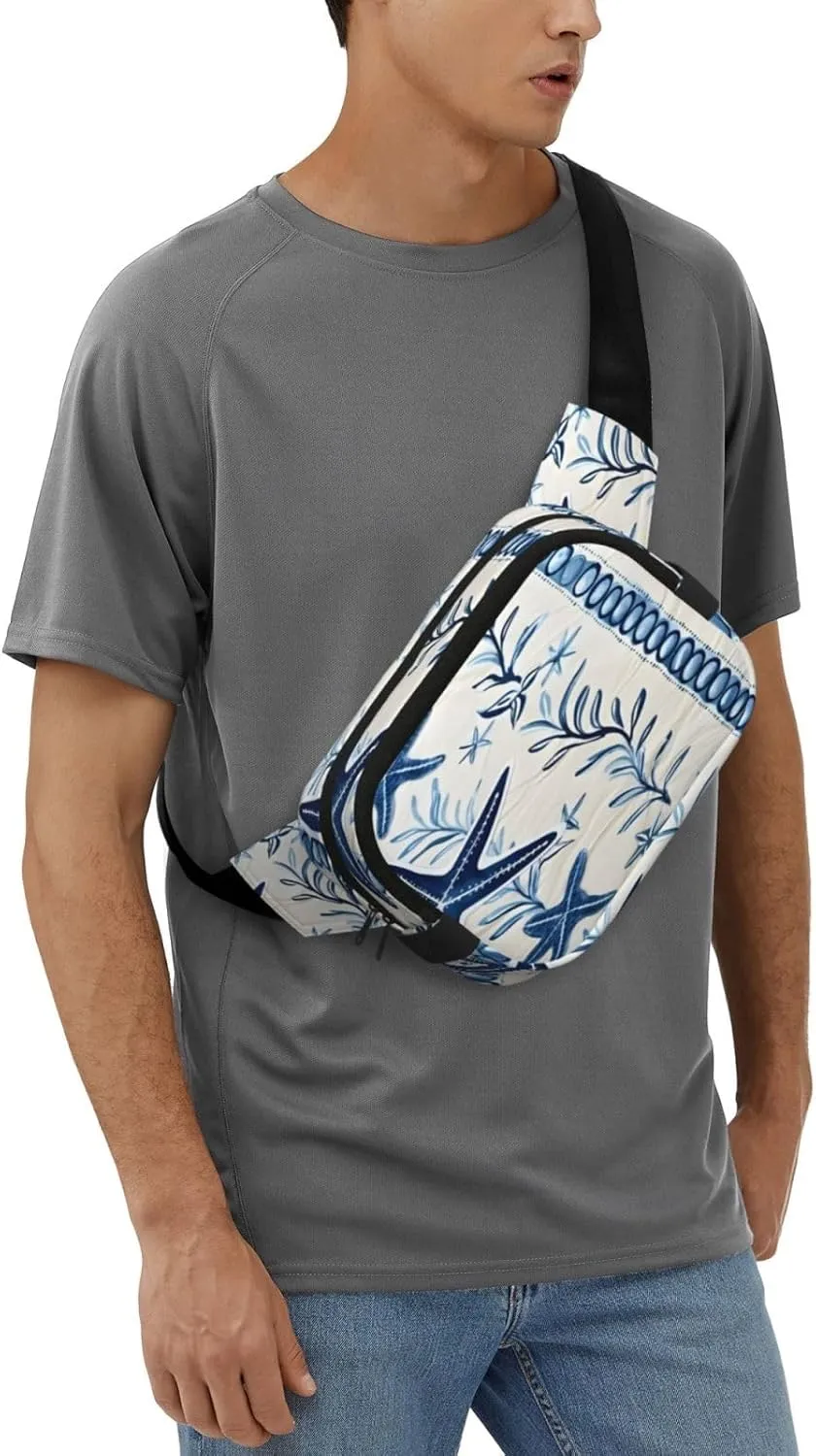 Sea Starfish Seashell Funny Pack Waist Pack for Women Men, Double Layer Pack for Workout Running Travelling