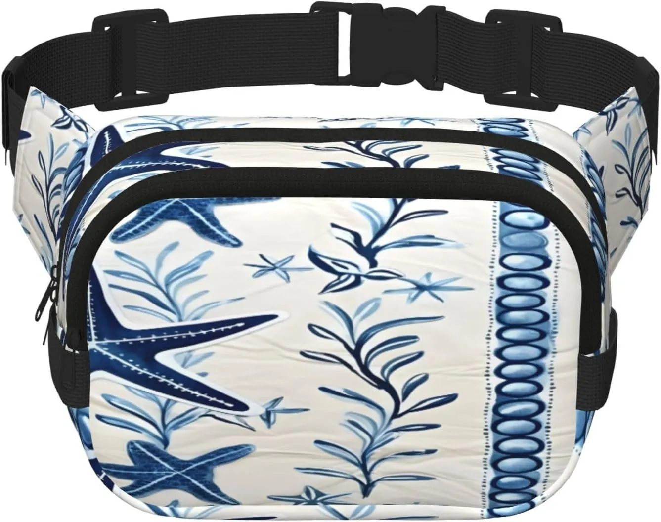 Sea Starfish Seashell Funny Pack Waist Pack for Women Men, Double Layer Pack for Workout Running Travelling