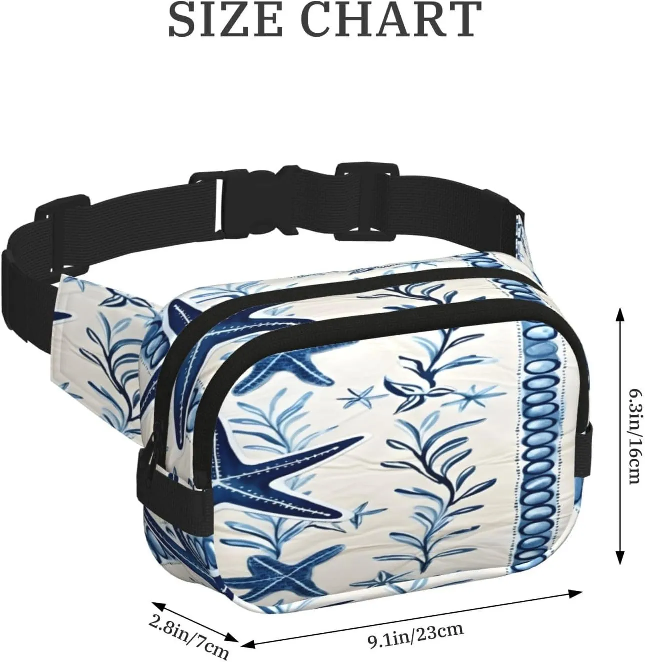 Sea Starfish Seashell Funny Pack Waist Pack for Women Men, Double Layer Pack for Workout Running Travelling