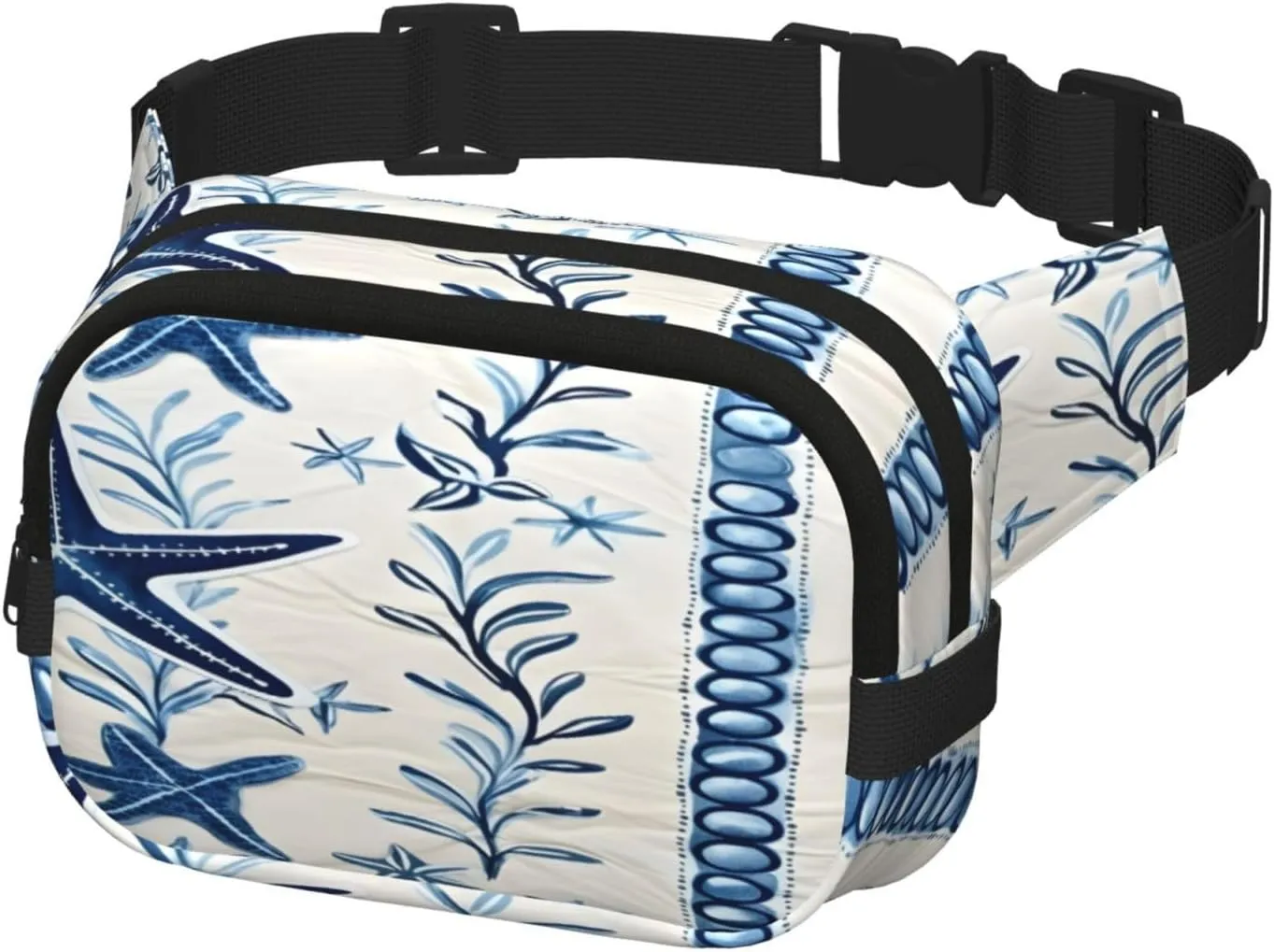 Sea Starfish Seashell Funny Pack Waist Pack for Women Men, Double Layer Pack for Workout Running Travelling