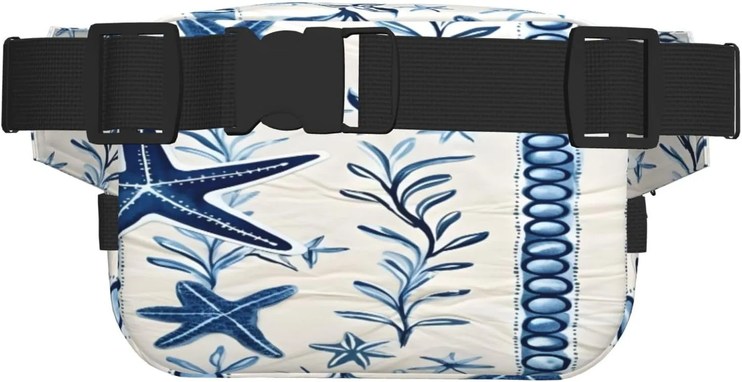 Sea Starfish Seashell Funny Pack Waist Pack for Women Men, Double Layer Pack for Workout Running Travelling