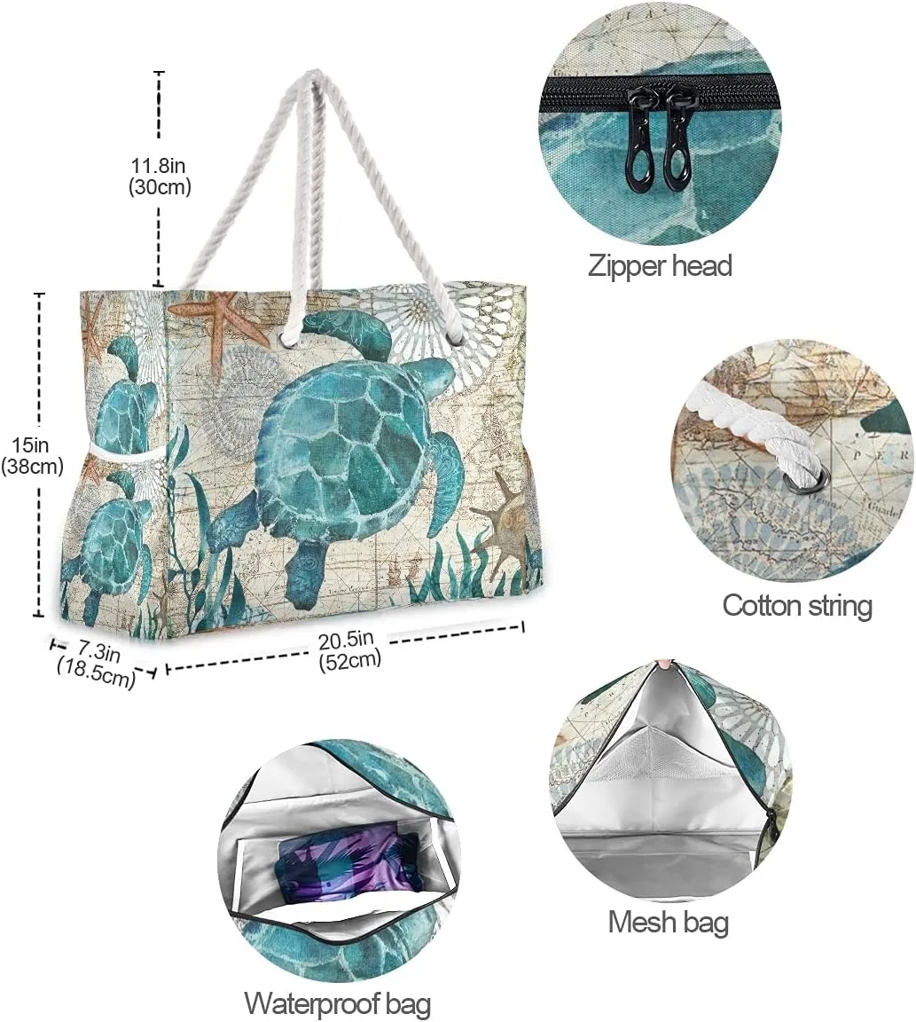 senya Large Beach Shoulder Bags Canvas Tote Water Resistant for Gym Travel Daily