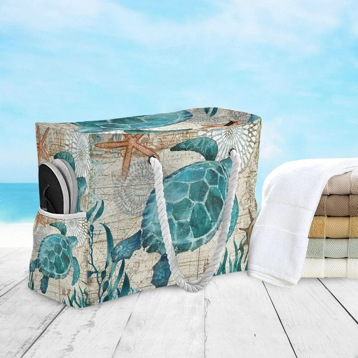 senya Large Beach Shoulder Bags Canvas Tote Water Resistant for Gym Travel Daily