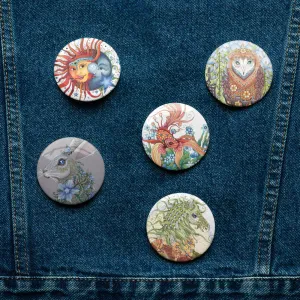 Set of 5 pin buttons by Ruby Charm Colors: Collection 2
