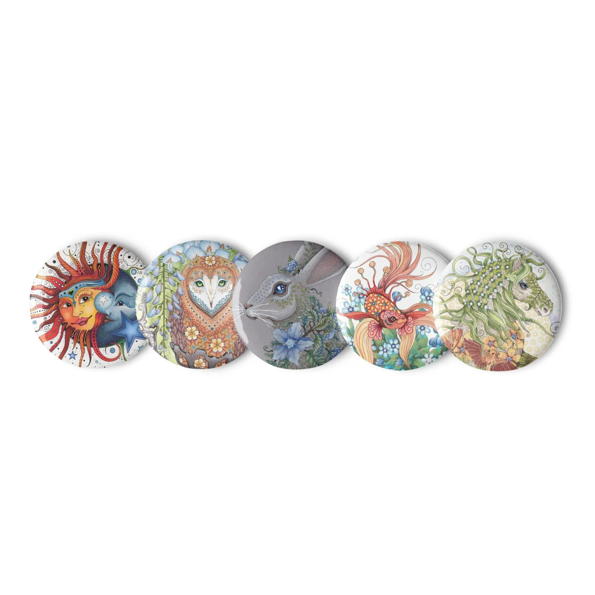 Set of 5 pin buttons by Ruby Charm Colors: Collection 2