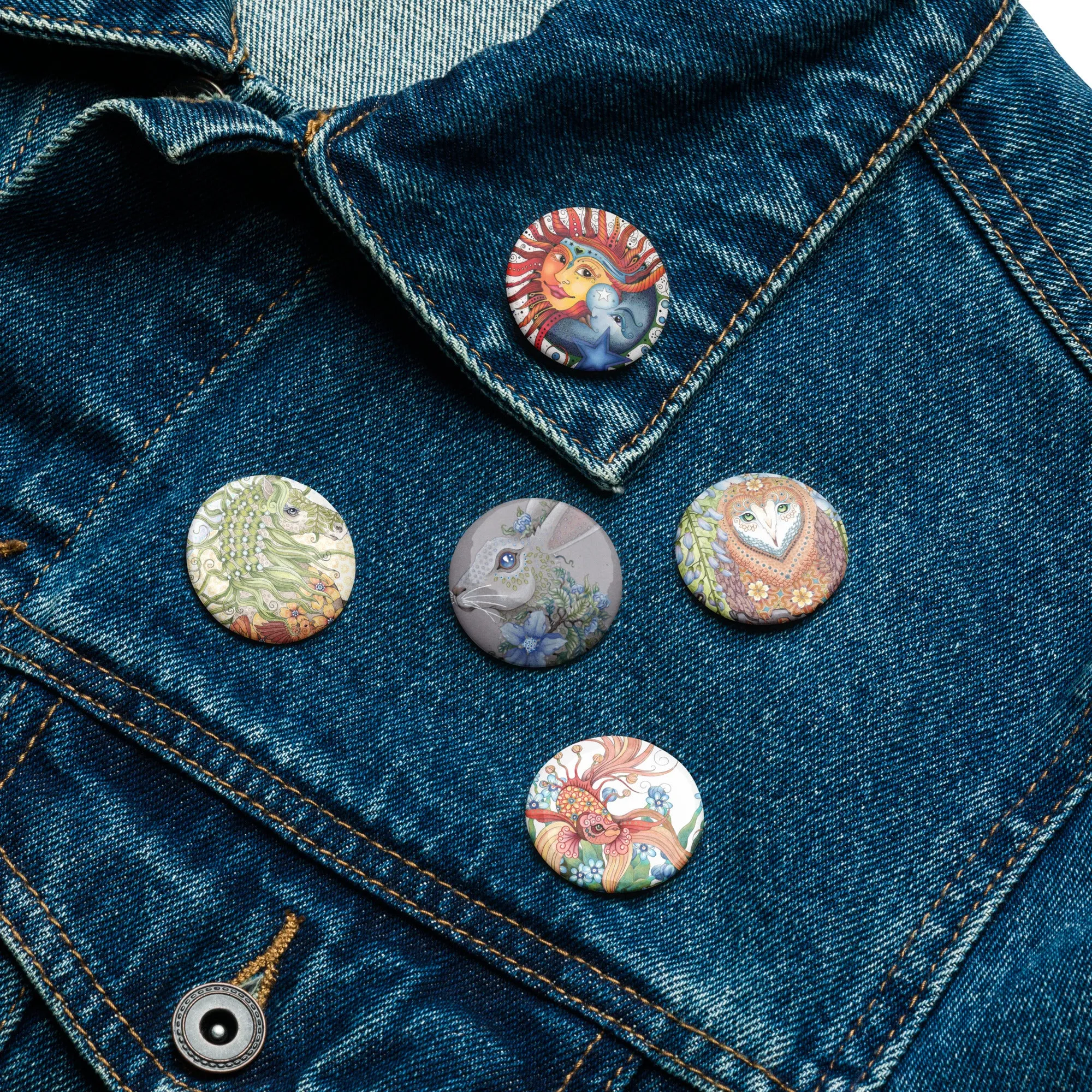 Set of 5 pin buttons by Ruby Charm Colors: Collection 2