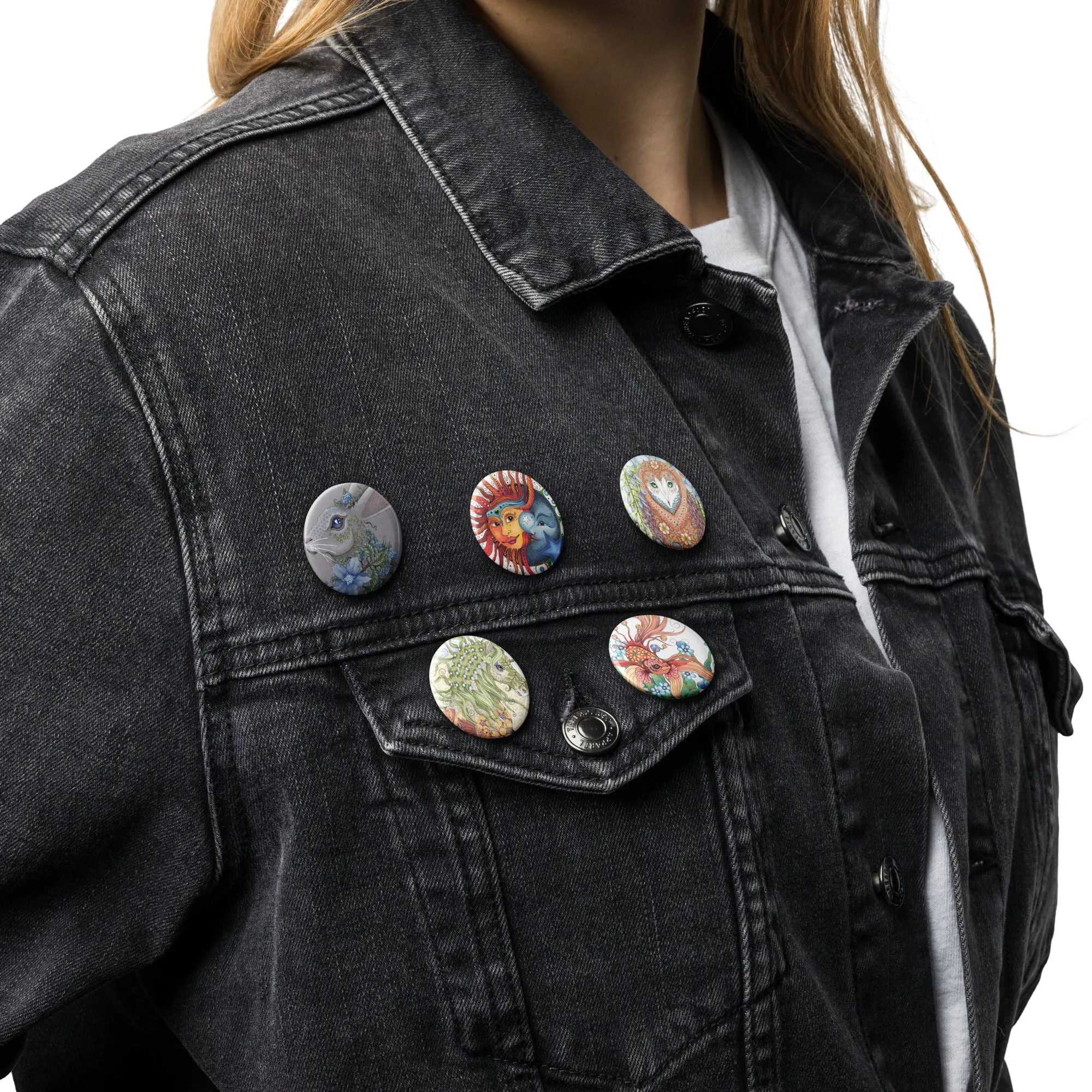 Set of 5 pin buttons by Ruby Charm Colors: Collection 2