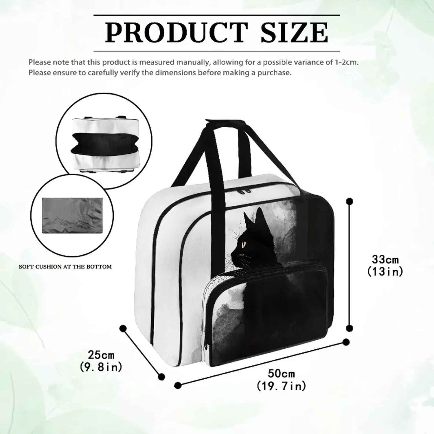Sewing Machine Carrying Case with Storage Pocket, Black Cat Universal Tote Bag with Bottom Pad Compatible with Most Standard Singer, Brother