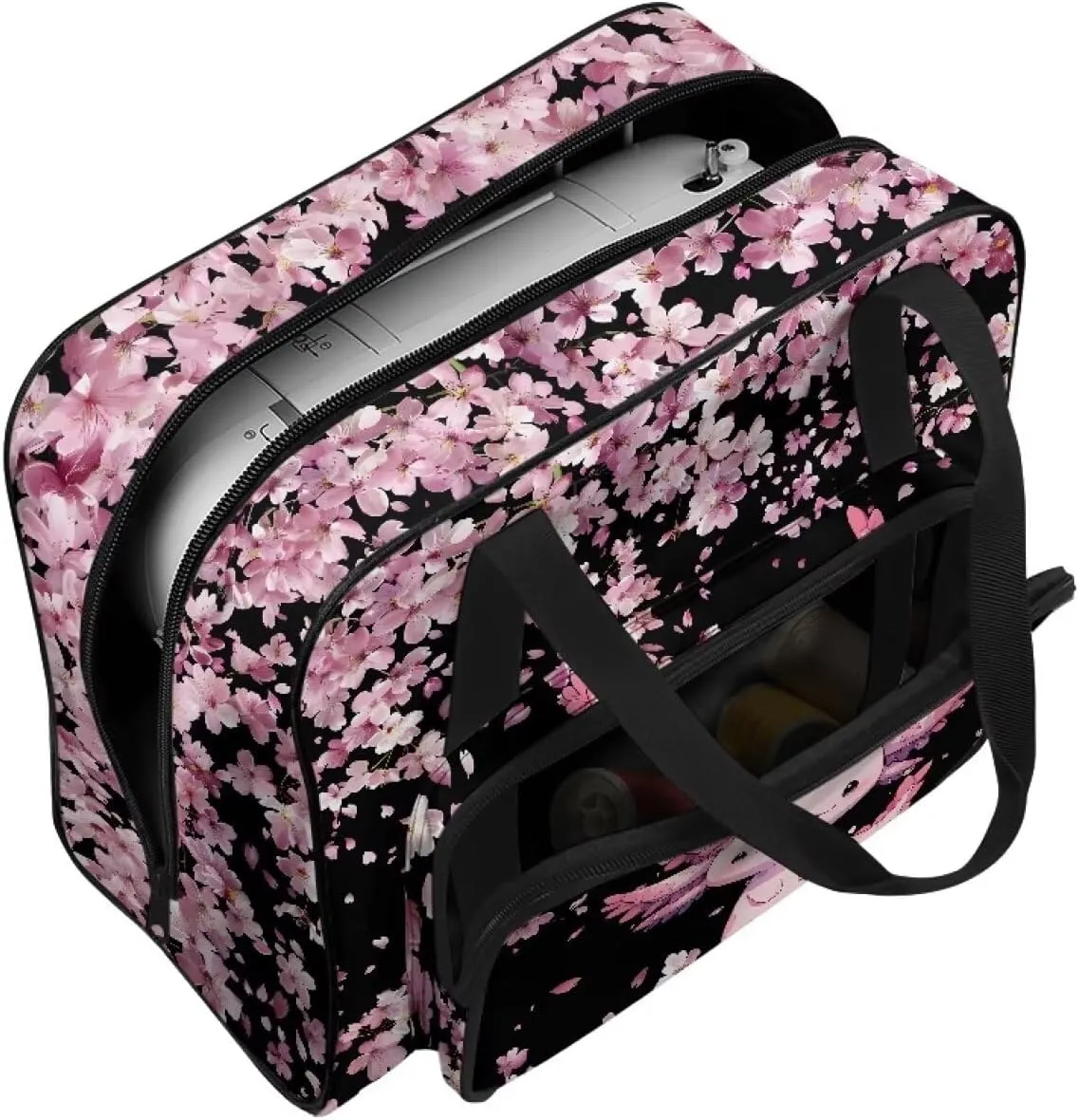 Sewing Machine Handbag Tote Bag for Sewing Machine Portable Sewing Case Storage Organization Carrying Bag for Accessories Carrying Travel Storage Carrier, Cherry Blossom Axolotl