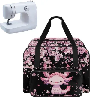 Sewing Machine Handbag Tote Bag for Sewing Machine Portable Sewing Case Storage Organization Carrying Bag for Accessories Carrying Travel Storage Carrier, Cherry Blossom Axolotl